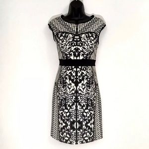 Laundry Shelli Segal dress 4 sleeveless stretch black geometric New S